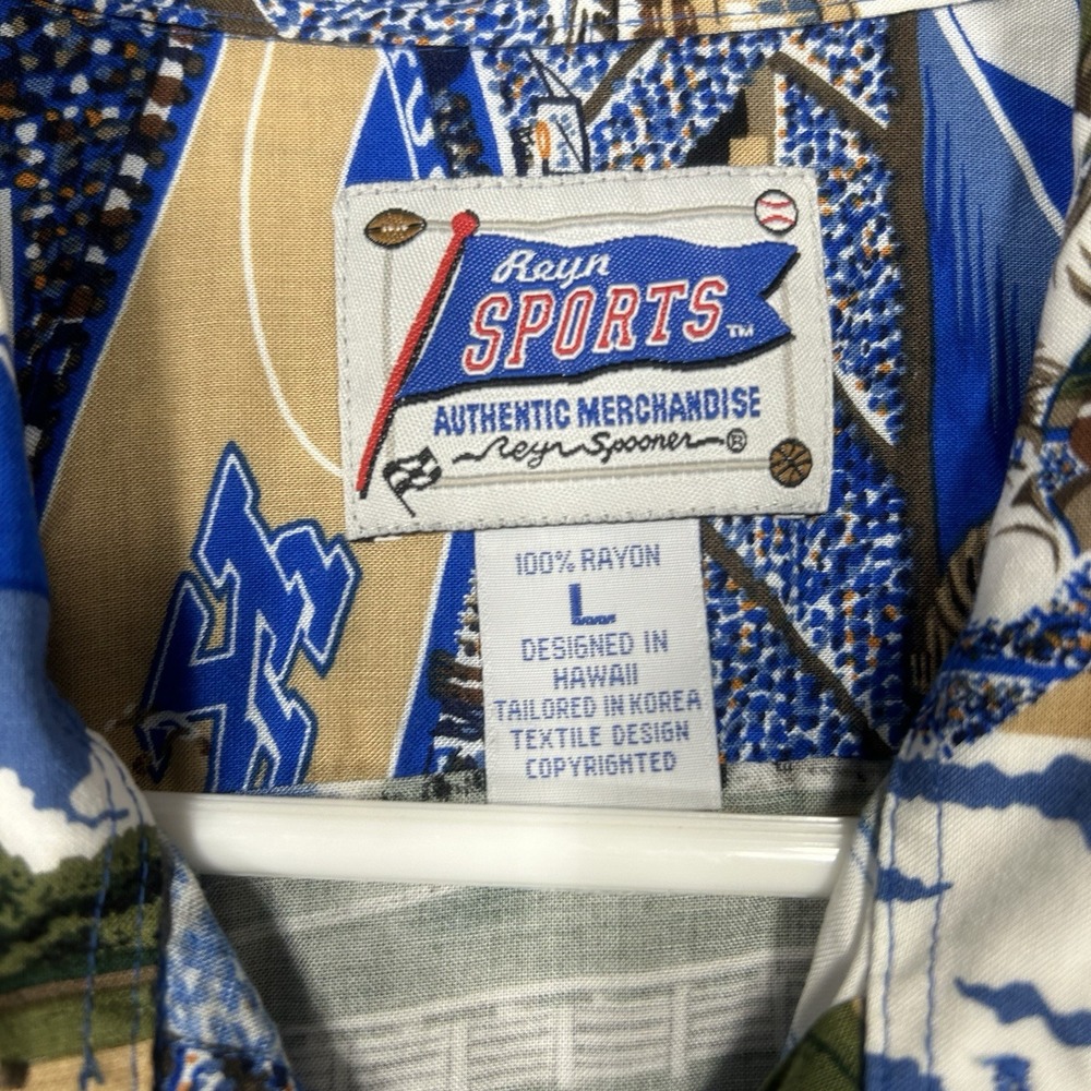 Reyn Spooner Sports Shirt Mens L Blue University of Kentucky Wildcats Rayon - Picture 10 of 14